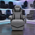 900 Gaming Recliner Gray Fabric With Adjustable Leg Rest Cupholder And Footrest For Console Gamers
