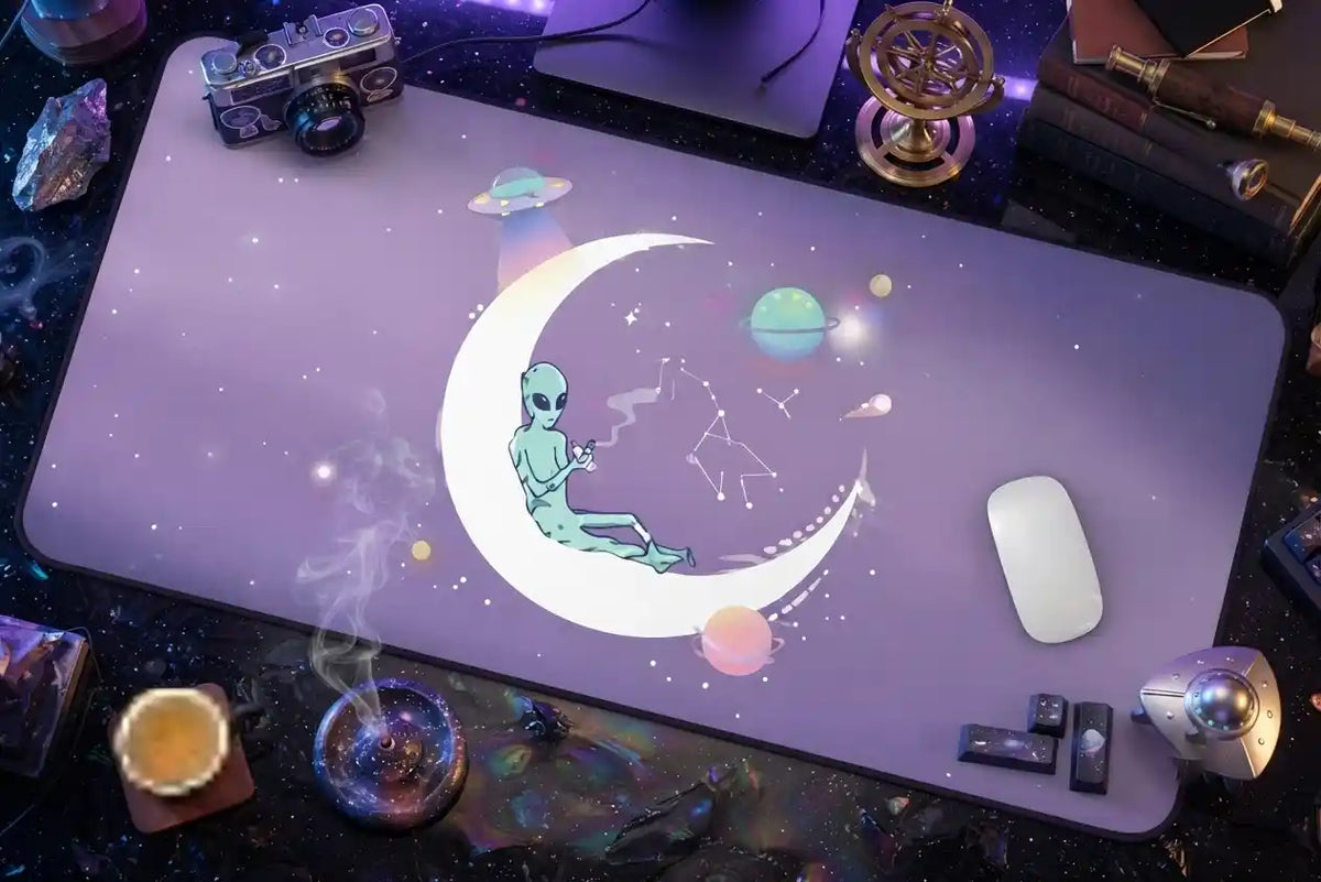 Chilling Alien Space Theme Desk Mat