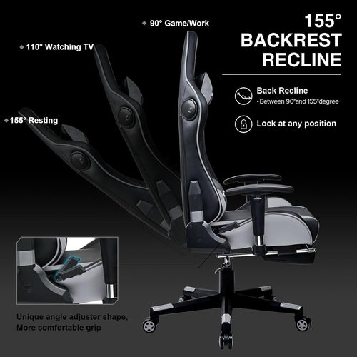 Bluetooth Gaming Chair With Footrest For Home Office Dual Bluetooth Speakers And Ergonomic Surround Sound