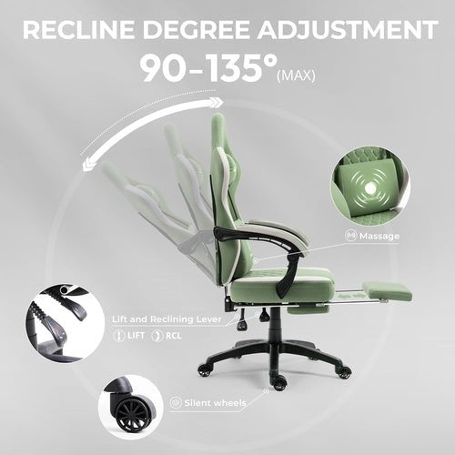 Gaming Chair With Pocket Spring Cushion And Footrest - Crafted Creator