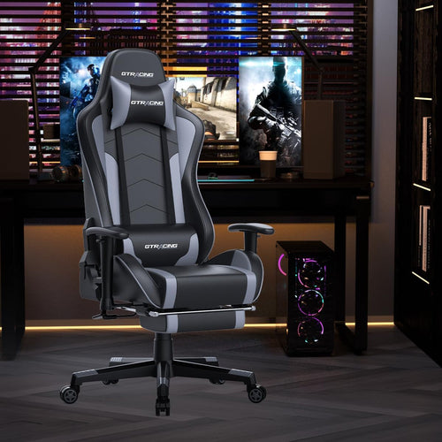 Bluetooth Gaming Chair With Footrest For Home Office Dual Bluetooth Speakers And Ergonomic Surround Sound