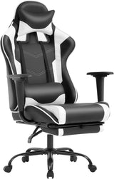 Ergonomic Gaming Chair With Lumbar Support Footrest White - Crafted Creator