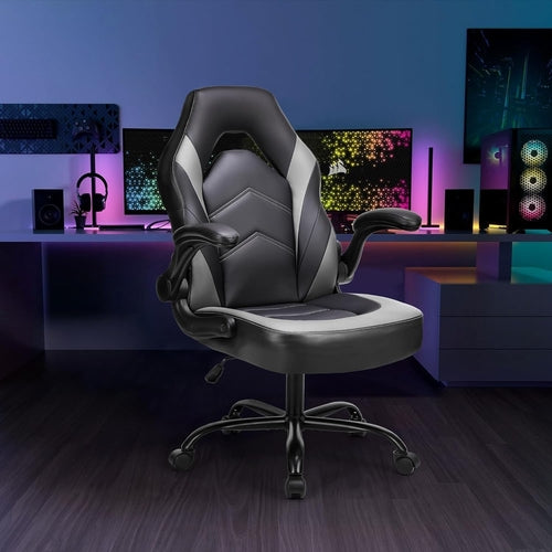 Big And Tall Leather Office Gaming Chair With Adjustable Armrests For Desk Ergonomic Support