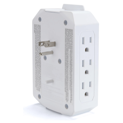 Cargador de pared Emerson con 6 tomacorrientes + USB, protección contra sobretensiones y LED