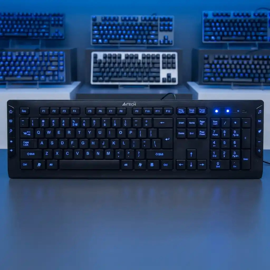 A4tech KD-600L Black USB Blue L.E.D. Illuminated Keyboard