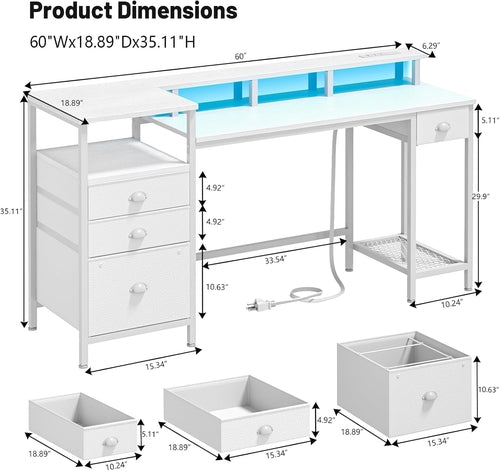 White 60 Inch Computer Desk For Home Office Modern - Crafted Creator