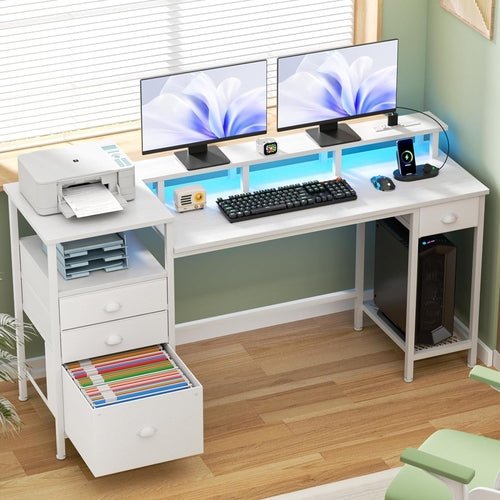 White 60 Inch Computer Desk For Home Office Modern - Crafted Creator