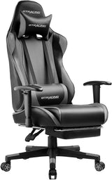Ergonomic Gaming Chair With Footrest For Long Sessions Gray - Crafted Creator