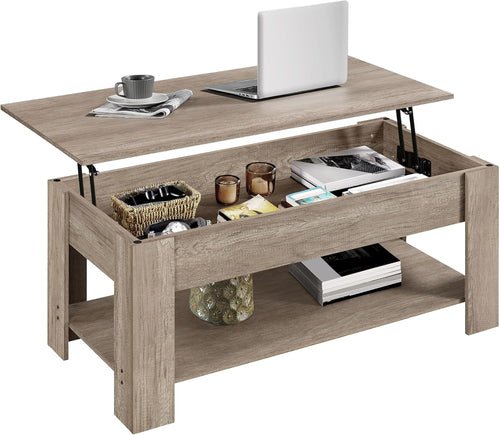 Lift Top Coffee Table With Hidden Compartment Grey - Crafted Creator