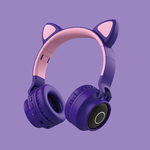 LED Light Cat Ear Headphones Wireless Bluetooth 5.0 Headset Portable