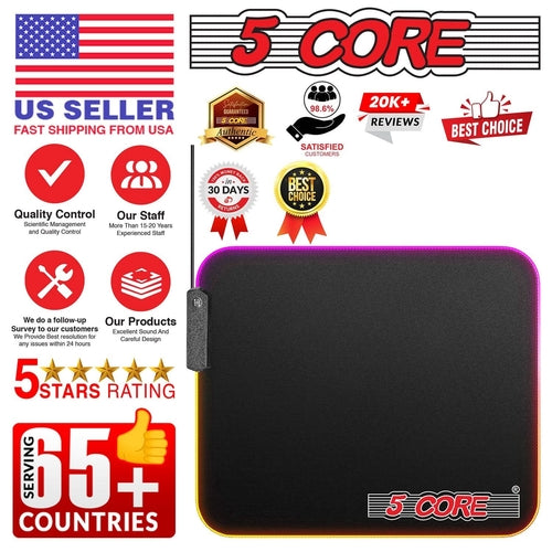 5Core Gaming Mouse Pad RGB 12 Light Modes 2 Zone Desk Mouse Mat w