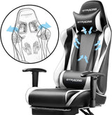 White Ergonomic Gaming Chair With Footrest And Height Adjustable