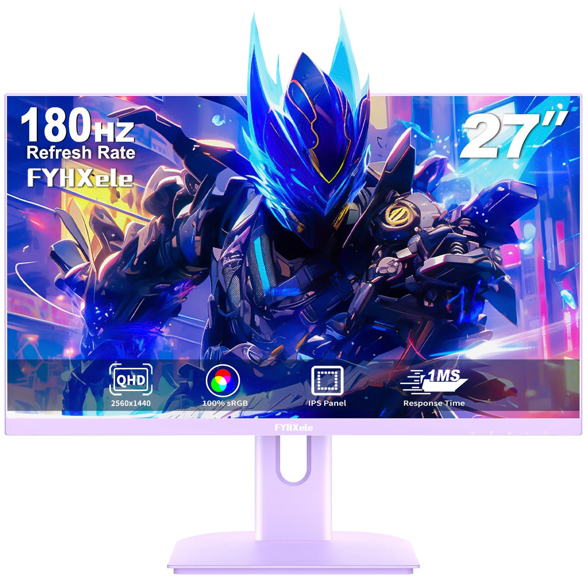 27 inch Gaming Monitor Gaming Monitor QHD-2560X1440P 165Hz 1ms FreeSync/G-Sync Ultrawide PC Monitor HDMI/DisplayPort/USB Vesa/Wall Mount Computer Monitor-Purple
