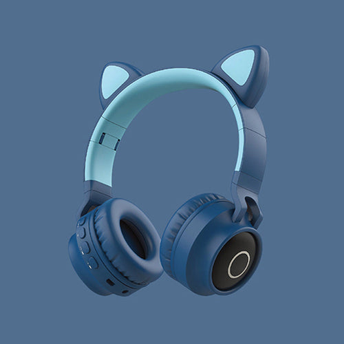 LED Light Cat Ear Headphones Wireless Bluetooth 5.0 Headset Portable
