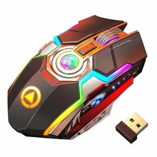 Color Wireless Gaming RGB Rechargeable Mute Button Mouse 7 Keys