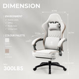Beige Gaming Chair With Pocket Spring Cushion And Gel Pad For Luxury Comfort And Support