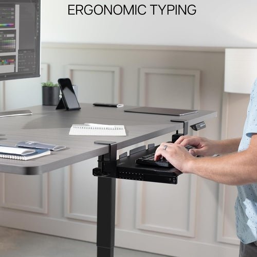 Under Desk Keyboard Tray 27x11 Inch C Clamp Mount Black - Crafted Creator
