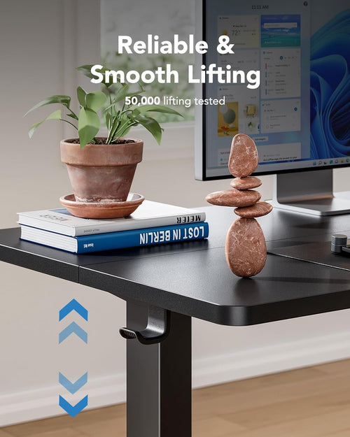 48 Inch Black Electric Standing Desk With Adjustable Height