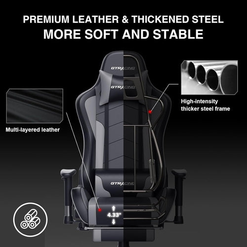 Bluetooth Gaming Chair With Footrest For Home Office Dual Bluetooth Speakers And Ergonomic Surround Sound