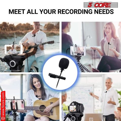 5Core Lavalier Microphone Clip On Professional Grade 3.5mm Lav Lapel - Crafted Creator