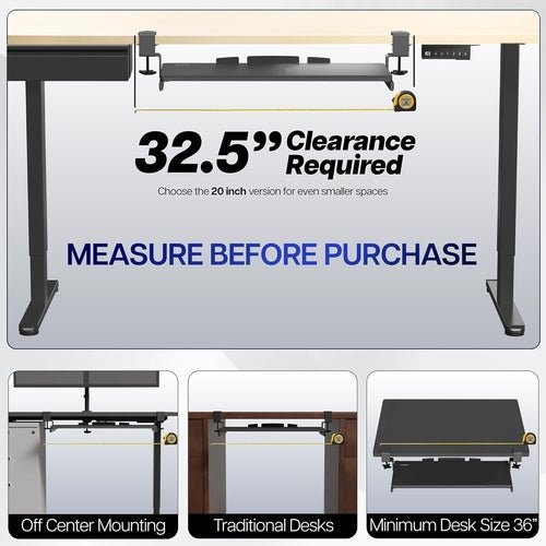 Under Desk Keyboard Tray 27x11 Inch C Clamp Mount Black - Crafted Creator