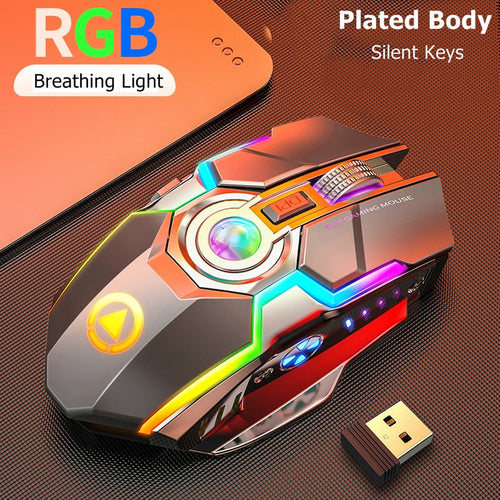 Color Wireless Gaming RGB Rechargeable Mute Button Mouse 7 Keys