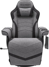 900 Gaming Recliner Gray Fabric With Adjustable Leg Rest Cupholder And Footrest For Console Gamers