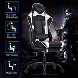Ergonomic Gaming Chair With Lumbar Support Footrest White - Crafted Creator