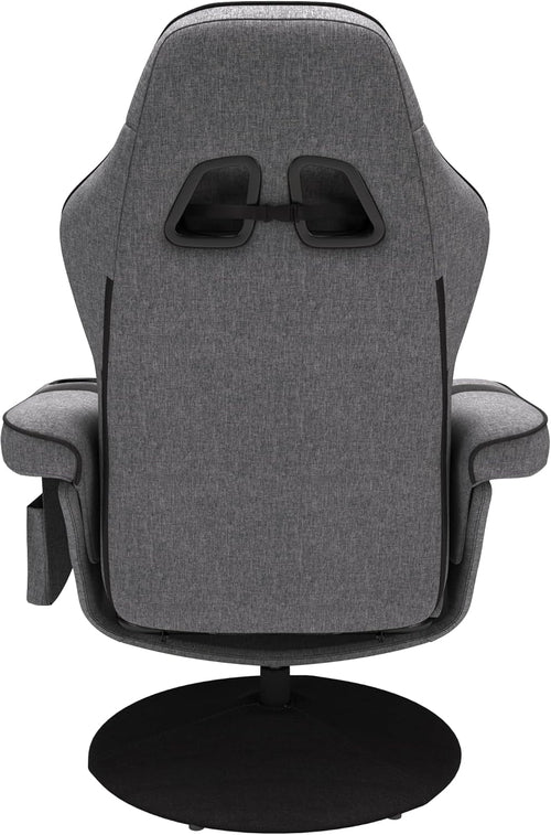 900 Gaming Recliner Gray Fabric With Adjustable Leg Rest Cupholder And Footrest For Console Gamers