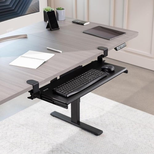 Under Desk Keyboard Tray 27x11 Inch C Clamp Mount Black - Crafted Creator