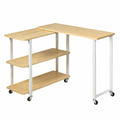 L Shape 360 Degree Rotating Corner Desk for Computer PC Office Space Saving Workspace