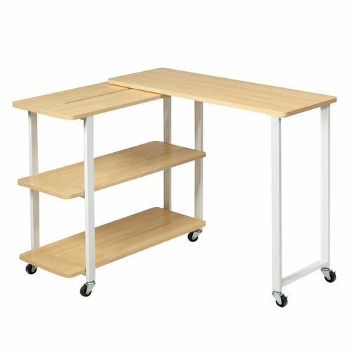 L Shape 360 Degree Rotating Corner Desk for Computer PC Office Space Saving Workspace