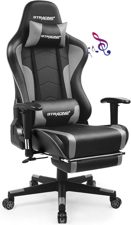 Bluetooth Gaming Chair With Footrest For Home Office Dual Bluetooth Speakers And Ergonomic Surround Sound