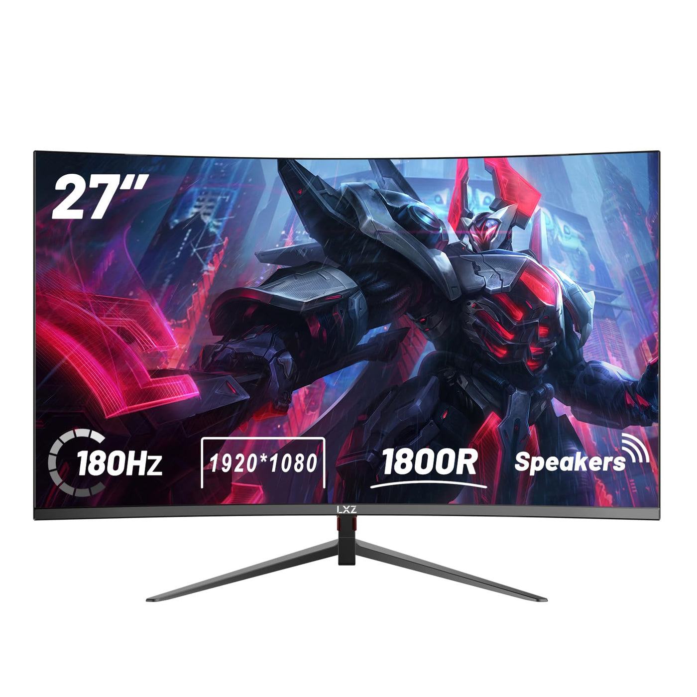 LXZ Curved Gaming Monitor 27 Inch PC Monitor 180hz Full HD 1080P Frameless 1800R Gaming Display with FreeSync & Eye-Care Technology DP HDMI Port - Black