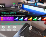 Escritorio Gamer en Forma de L de 61 Pulgadas con Enchufes para Oficina en Casa y Configuración de Juego