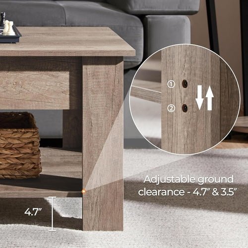 Lift Top Coffee Table With Hidden Compartment Grey - Crafted Creator