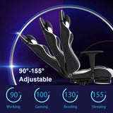 Ergonomic Gaming Chair With Lumbar Support Footrest White - Crafted Creator
