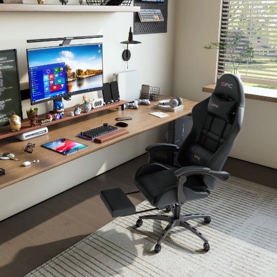 Pro Gamer Chair with Breathable Leather w/ Footrest - Crafted Creator