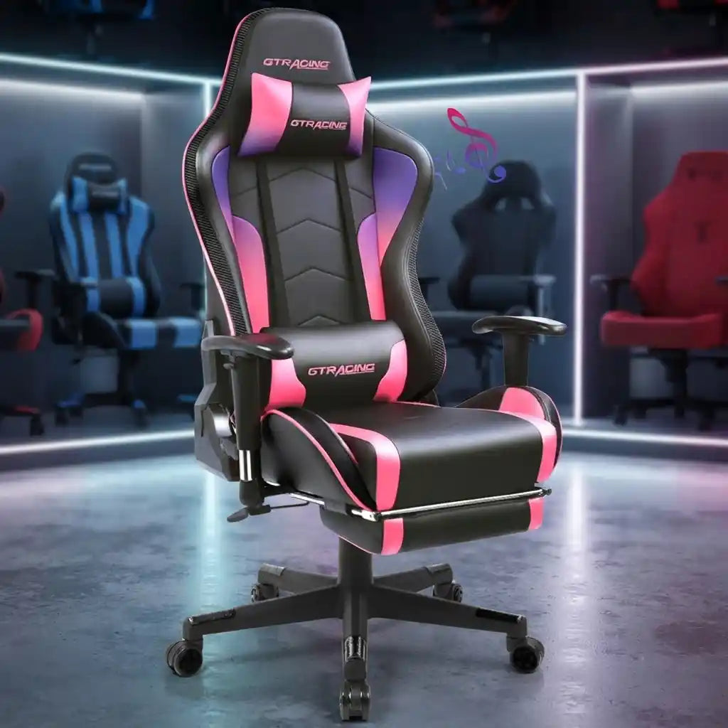Ergonomic Gaming Chair With Bluetooth Speakers And Footrest