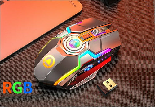 Color Wireless Gaming RGB Rechargeable Mute Button Mouse 7 Keys