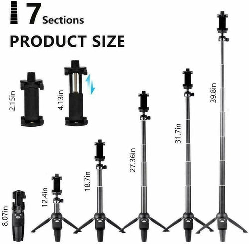 Selfie Stick Tripod 40" Bluetooth Remote Portable for Phones