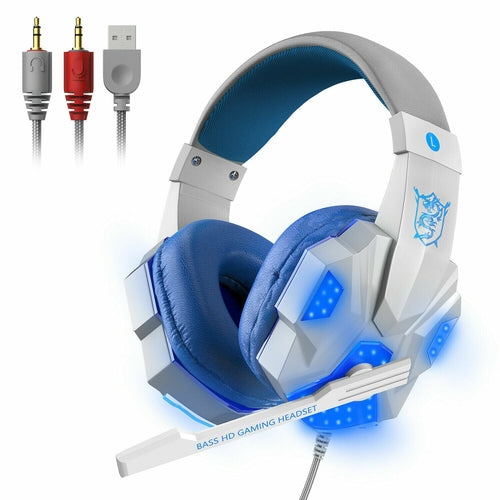 3.5mm Gaming Headset Mic LED Headphones Stereo Bass Surround For PC