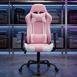 Silla Gaming Ergonómica Rosa Con Soporte Lumbar Ajustable Brazos Abatibles de Cuero PU