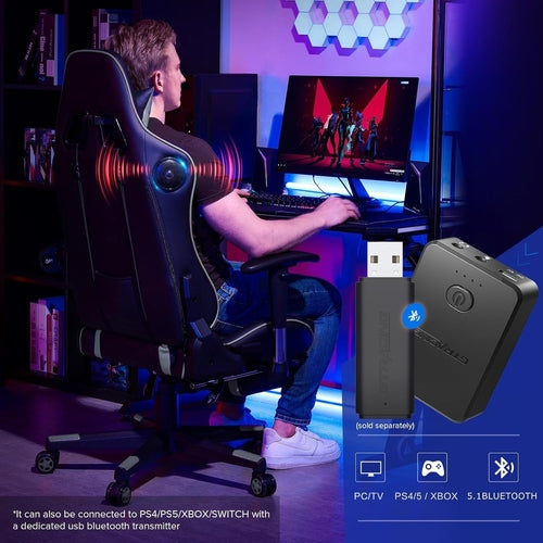 Bluetooth Gaming Chair With Footrest For Home Office Dual Bluetooth Speakers And Ergonomic Surround Sound