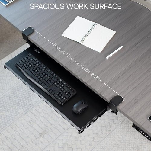 Under Desk Keyboard Tray 27x11 Inch C Clamp Mount Black - Crafted Creator