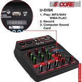 5 Core Audio Mixer 4 Channel DJ Equipment with Bluetooth USB Sound - Crafted Creator