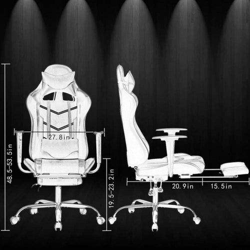 Ergonomic Gaming Chair With Lumbar Support Footrest White - Crafted Creator