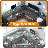 Black L Shaped Desk With Six Drawers And File Cabinet For Home Office Organization