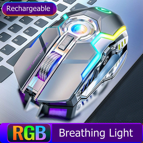Color Wireless Gaming RGB Rechargeable Mute Button Mouse 7 Keys