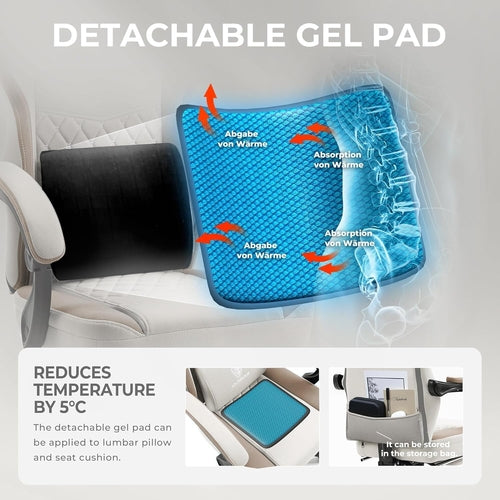 Beige Gaming Chair With Pocket Spring Cushion And Gel Pad For Luxury Comfort And Support
